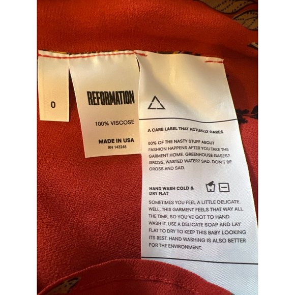 Reformation Deep Red Floral Long Sleeve Dress 0 - Picture 11 of 11